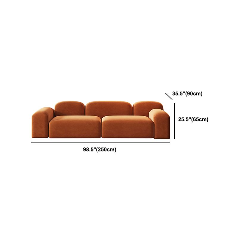 Round Arm Sofa Contemporary Wool Standard Sofa in Orange Finish