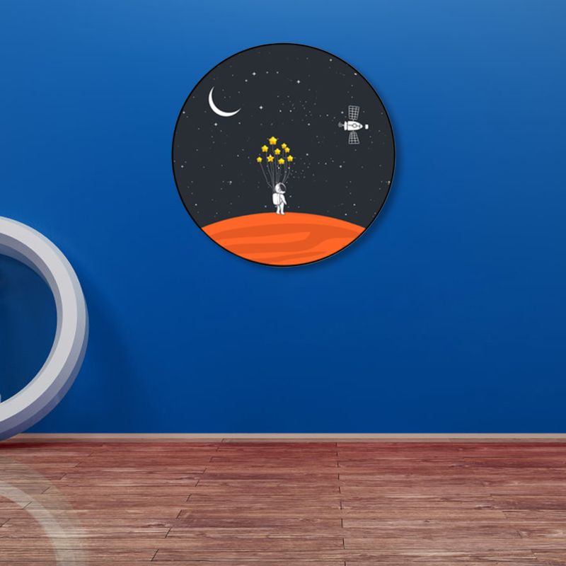 Astronaut and Moon Wall Art Decor Living Room Universe Canvas Print in Pastel Color