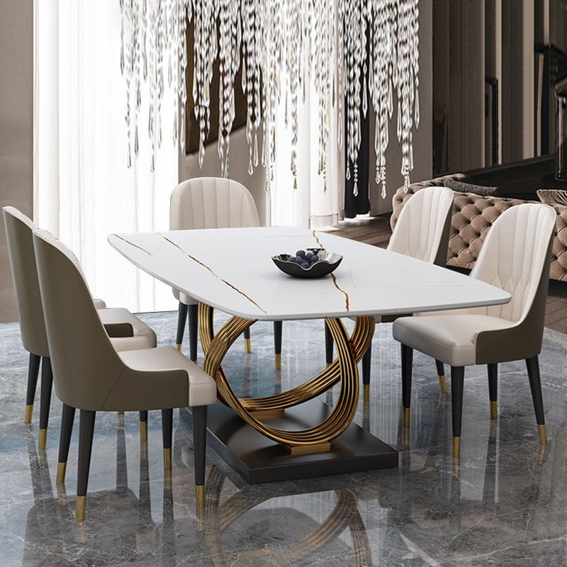 Luxury Sintered Stone Top Dining Set Rectangle 1/4/5/6 Pieces Dinette Table Set