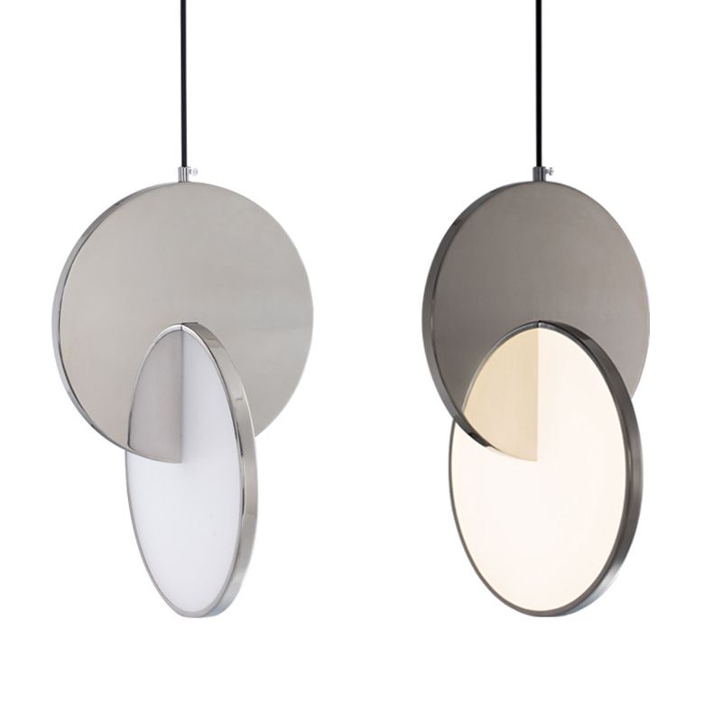 Embedded Round Piece Creative LED Hanging Light Post-modern Style Metal Pendant Lamp for Coffee Shop Restaurants