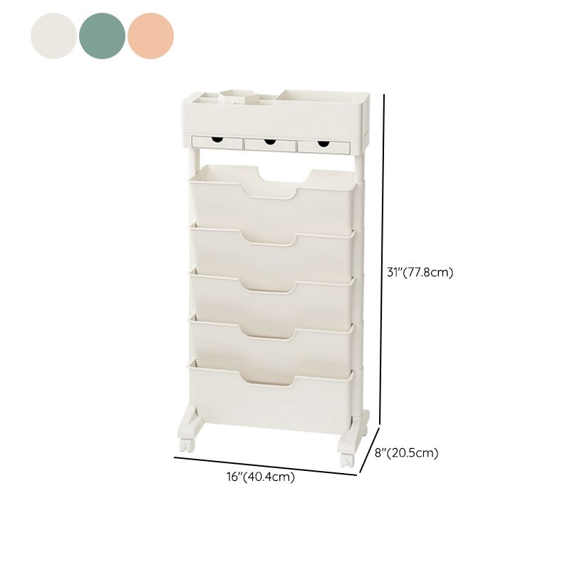 Contemporary Plastic Bookshelf Standard Closed Back Bookcase with Shelves