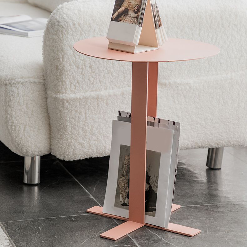19.7" Tall Pedestal End Table Mid-Century Metal Round Side End Table