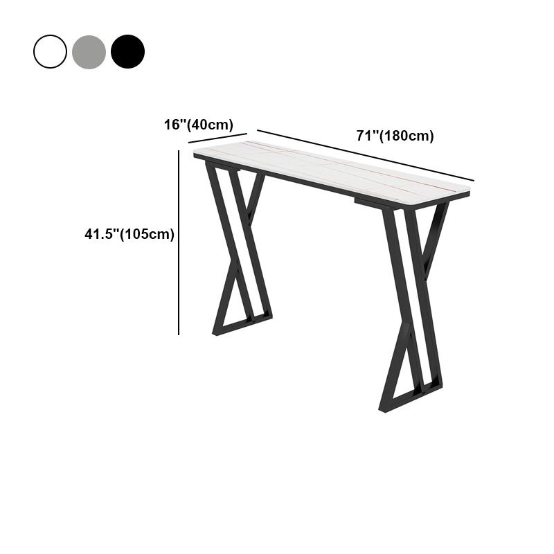Modern Marble Pub Table with Rectangle Table Top Black Double Pedestal Table - 42" H