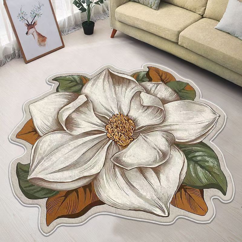 Contemporary Area Rug Flower Pattern Indoor Carpet Non-Slip Backing Carpet for Home Decor