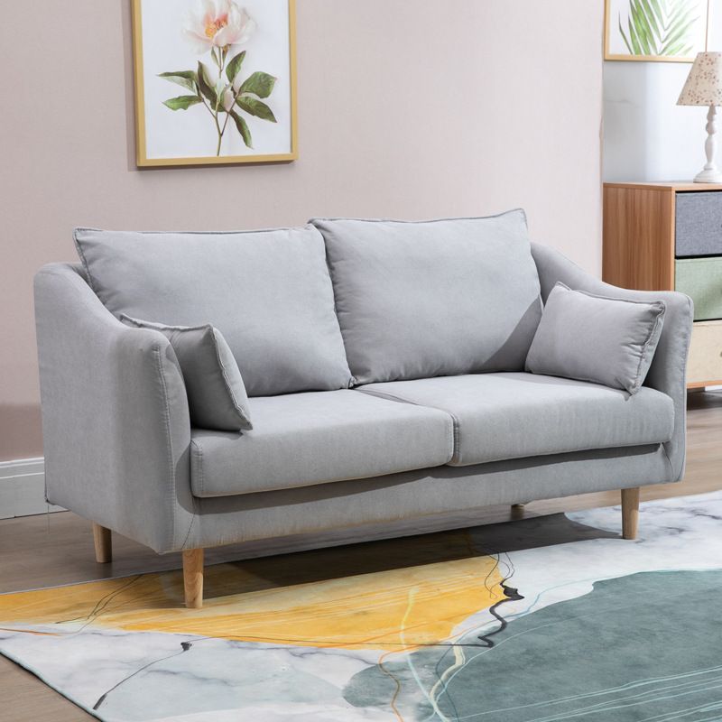 Scandinavian Loose Back Sofa 27.17" H Square Arm Slipcovered Loveseat
