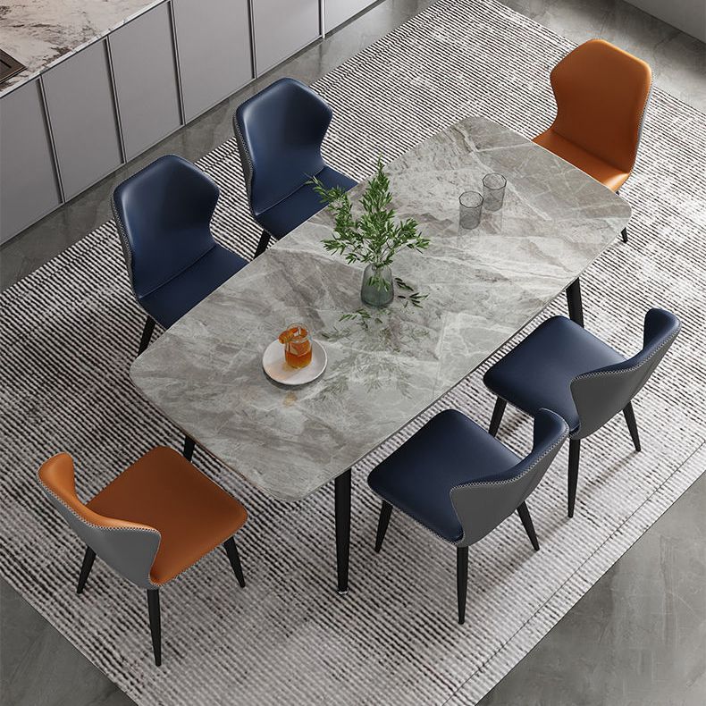 Rectangular Sintered Stone Dining Table Modern White Gray Green Furniture with 4 Legs