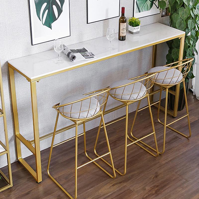 Glam Pub Height Dining Table Stone and White Bar Table for Living Room