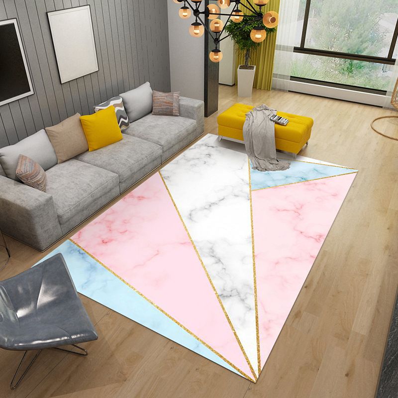 Simplicity Indoor Rug Leisure Marble Print Carpet Polyester Stain Resistant Carpet for Home Decor