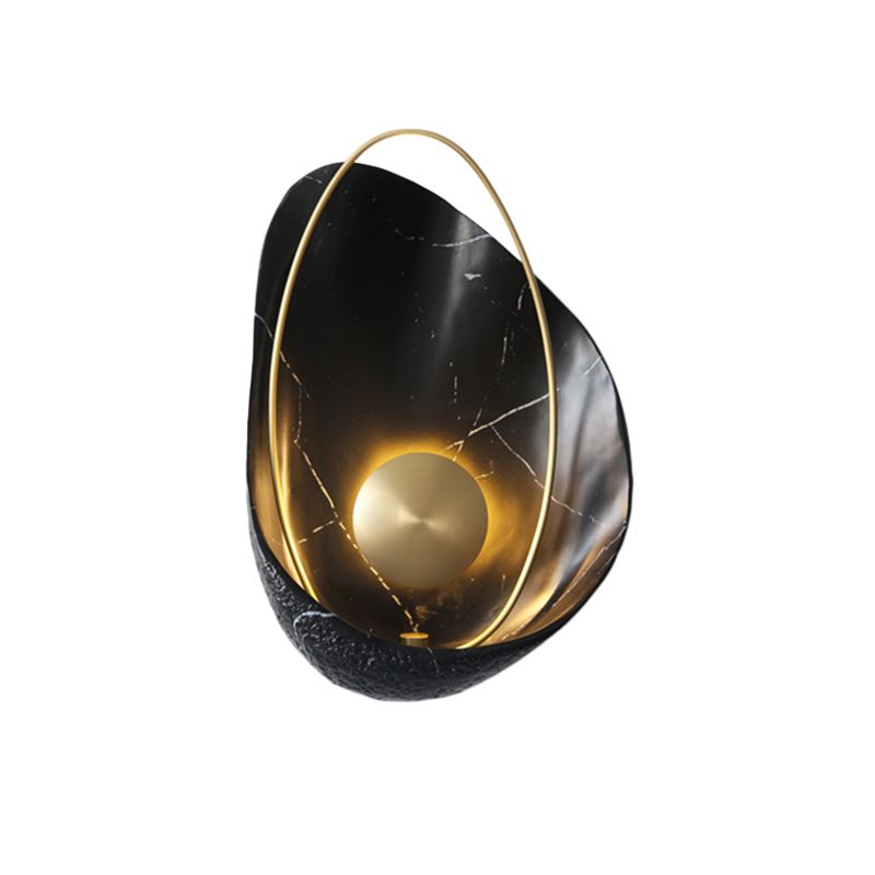 Shell Shaped Living Room LED Wall Lighting Resin Artistic Sconce Light with Metallic Ellipse