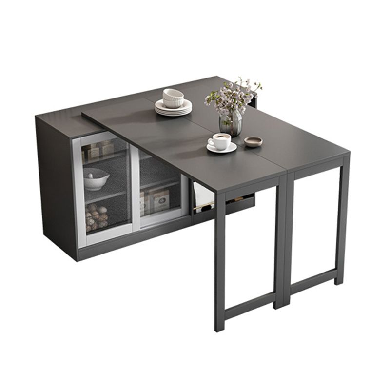 Modern Folding Dining Table with Storage Rectangle Wooden Top