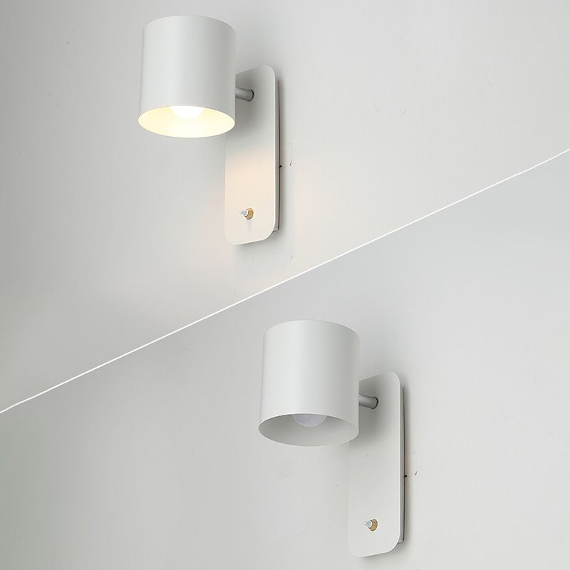 Lampe de lecture de cylindre pivable lampe nordique métallique à un seul bulbe lumière avec bouton d'alimentation