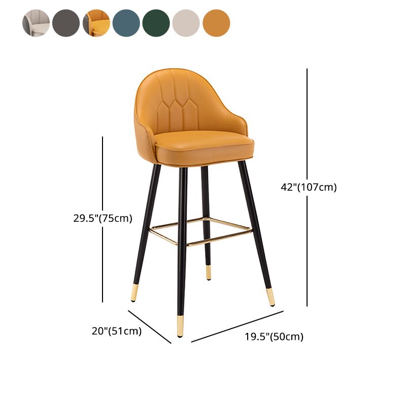 Modern Armless Backrest Counter Stool Iron Bedroom Bar Stool with Cushion and Pedal