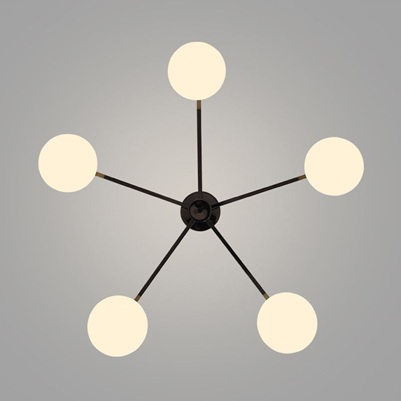 Modern Ceiling Lighting White Glass Semi Flush Mount for Living Room