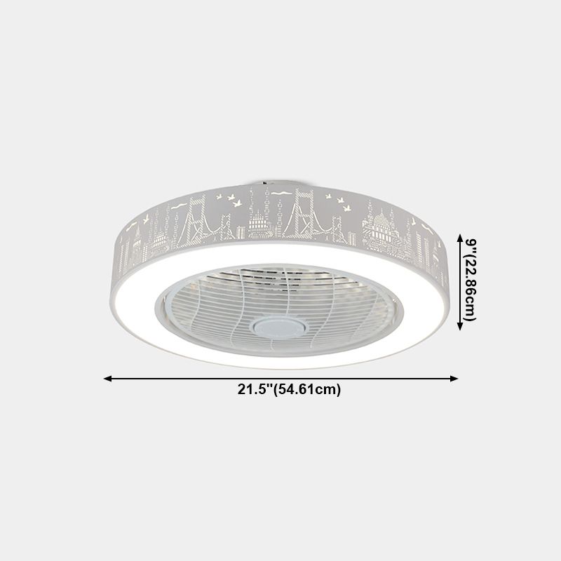 Illuminazione a ventola rotonda saldata fredda minimalista acrilico bianco semifulco per camera da letto