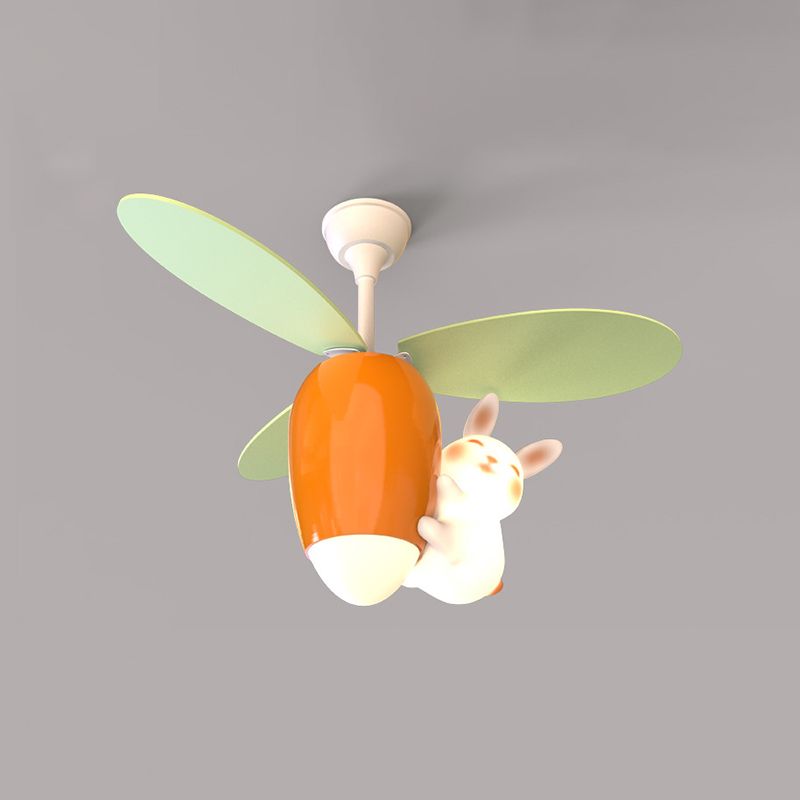 Children Ceiling Fan Light LED Ceiling Mount Lamp with Wood for Living Room