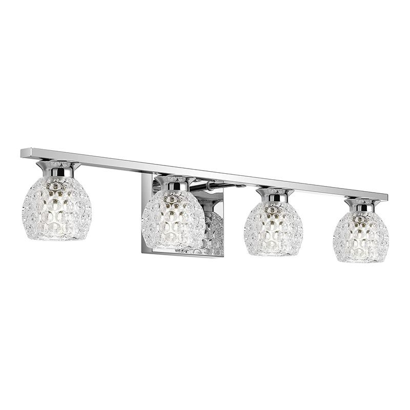 Silver Modern Metal Wall Sconce Ball Shape Vanity Lamp with Glass Shade for Bathroom