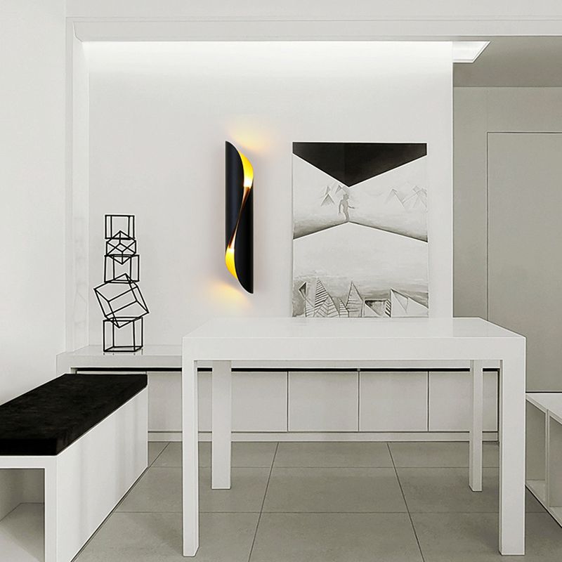 Modern Style Wave Shape Wall Sconce Metal 2 Lights Sconces for Bedroom