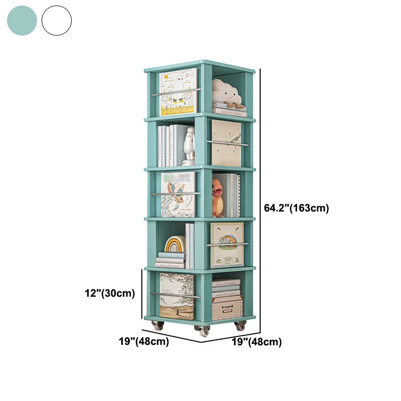 Libreria per angoli in legno fabbricato scandinavo libreria verticale con ruote di caster