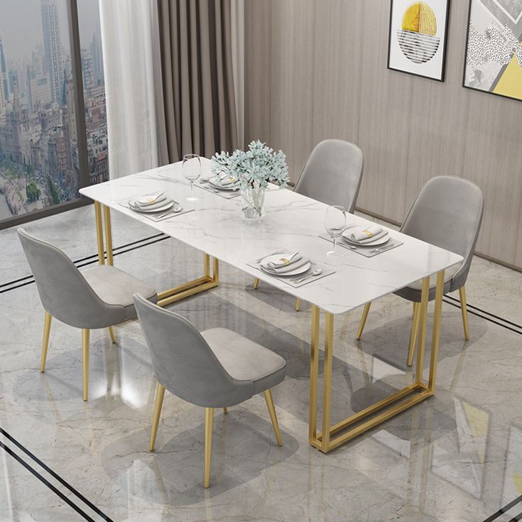 Glam Style 1/2/5 Pieces Dining Set White-gold Table Kitchen Set for Dining Room