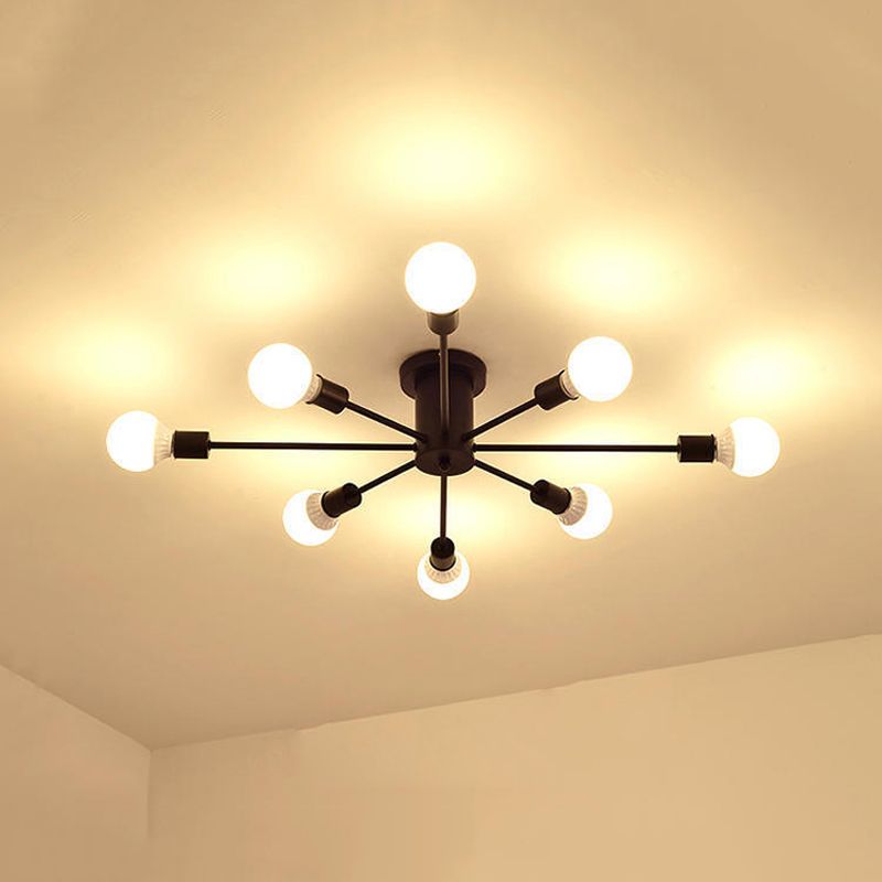 Minimalism Sputnik Flush Mount Metal Semi Flush Mount Light for Living Room