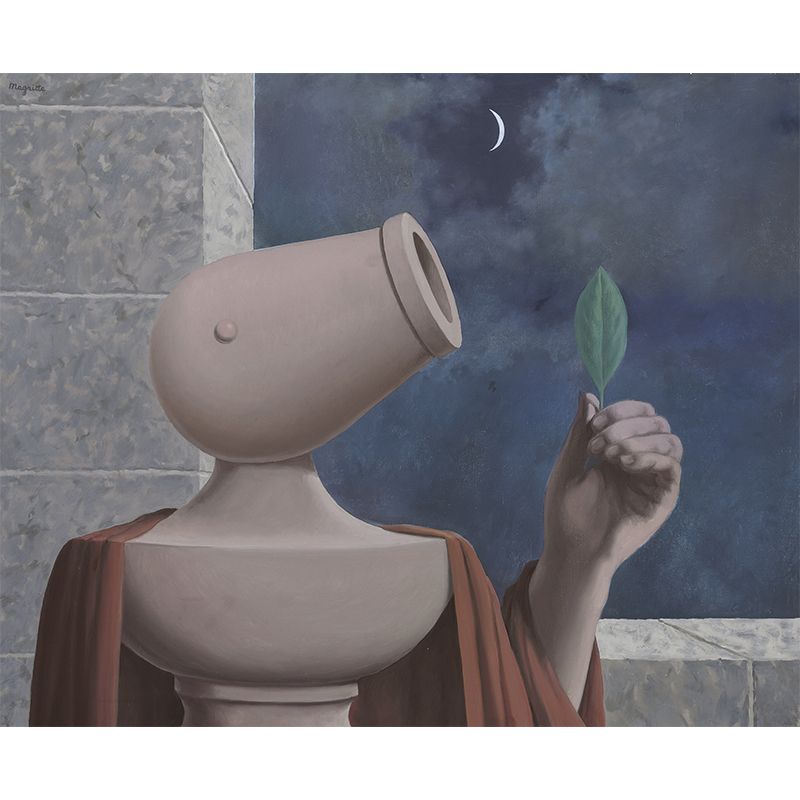 Huge Surrealist Wall Mural Decal in Grey-Blue Rene Magritte Artwork Cicero Wall Art, Custom Print