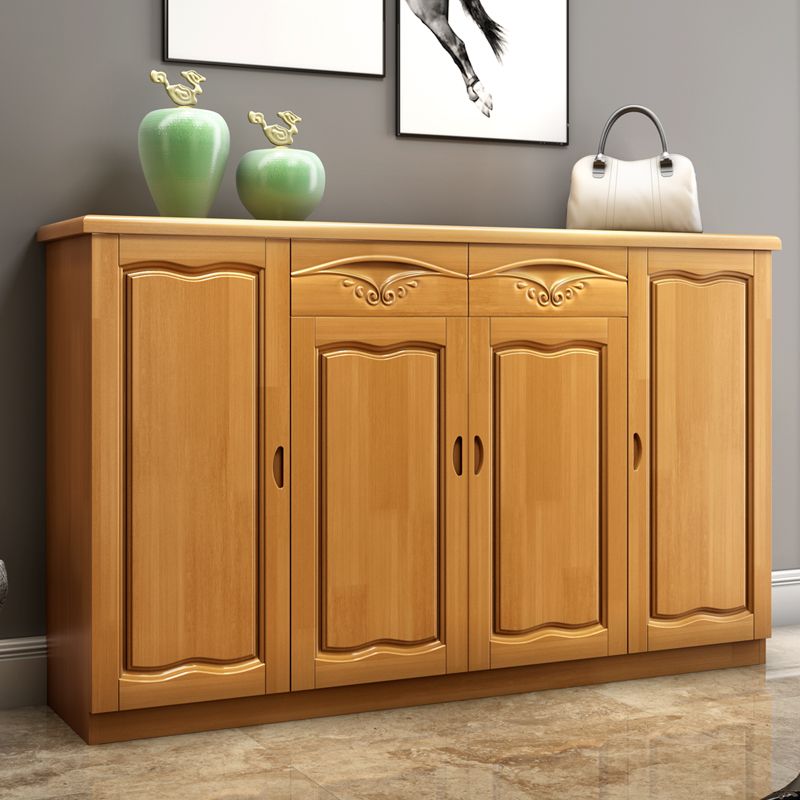 Modern Wood Accent Cabinet Grooves Rectangle Cabinet with Drawer