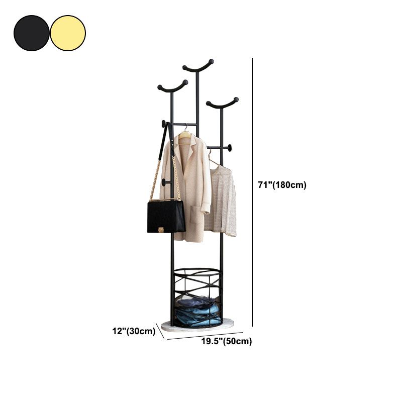 Gorgeous Metal Coat Rack Basket Storage Coat Rack with Coat Hooks