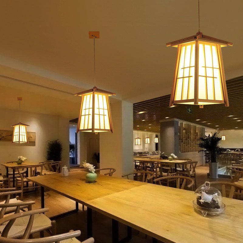 Chinese Style Contracted Small House Pendant Light 1 Light Wood Hanging Lamp for Dining Room