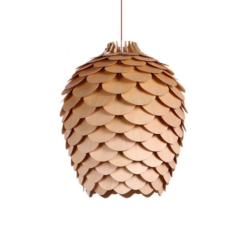 Pinecone Shaded Tea Room Suspension Lighting Wood Simplicity Pendant Light Fixture
