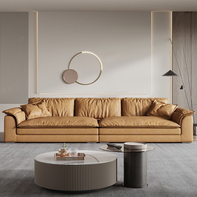 Pillow Top Arm Sofa & Chaise Faux Leather Cushions Loose Back Sofa