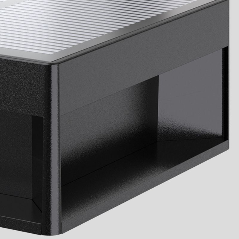 Rectangular Shape Metal Outdoor Lights Modern Style 1-Light Solar Pillar Lamp in Black