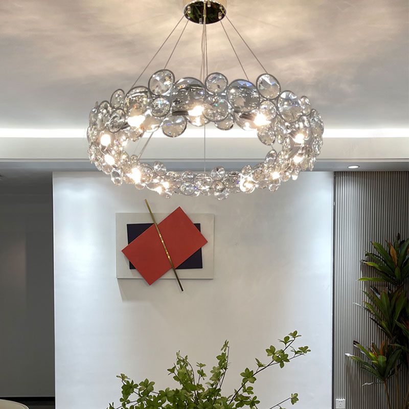 Post Modern Style Crystal Island Light Clear Simplicity Hanging Light per sala da pranzo