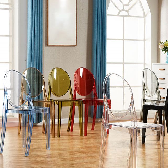 Silla lateral de plástico moderna con acabado mate, silla de comedor con respaldo abierto