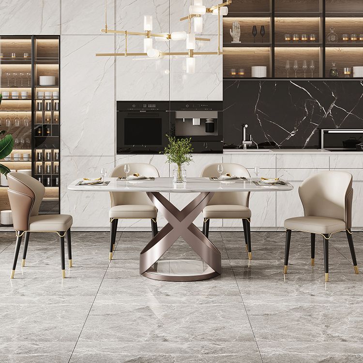 Traditional Luxury Dining Table Rectangle Sintered Stone Table for Living Room