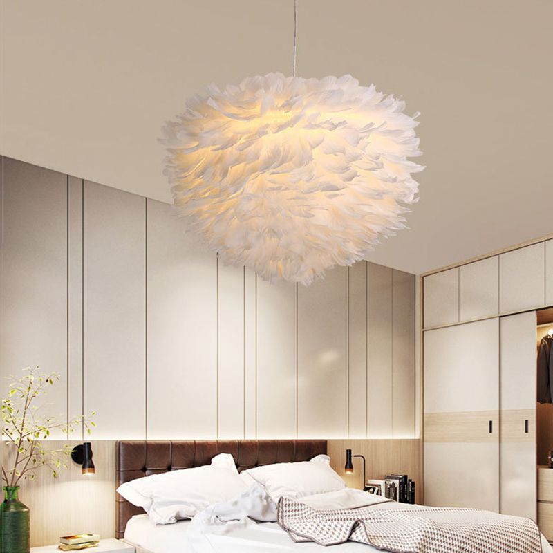 Feather Hanging Lights Modern Style Pendant Light Kit for Living Room Bedroom