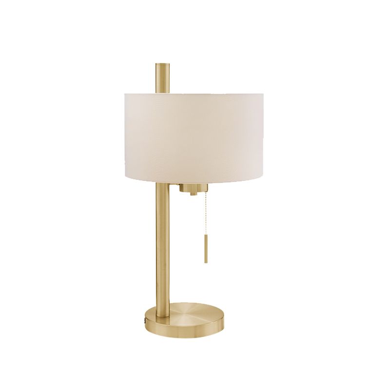 Lampada da scrivania moderna a 1 testa con illuminazione da lavoro, cilindro bianco, piccola, con paralume in tessuto