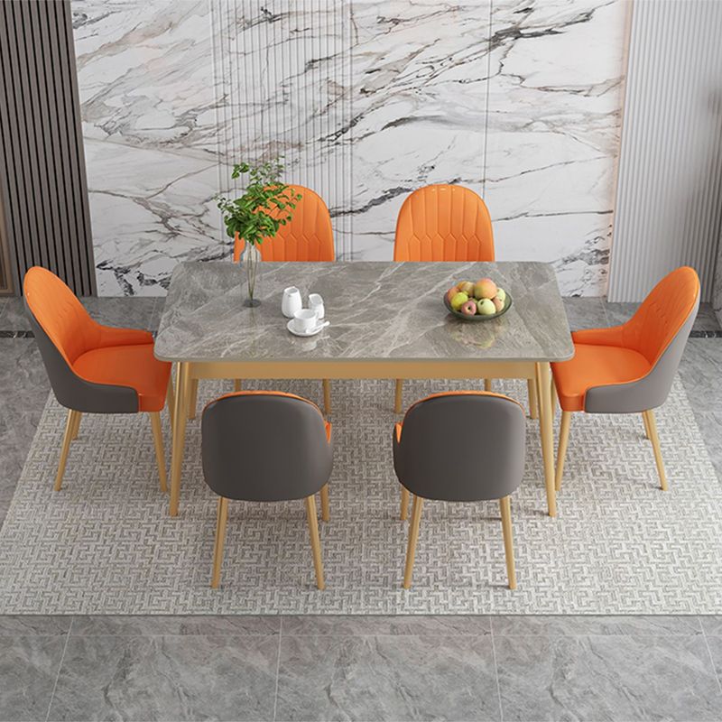 Traditional Luxury Rectangle Dining Table Stone Dinner Table with 4-foot