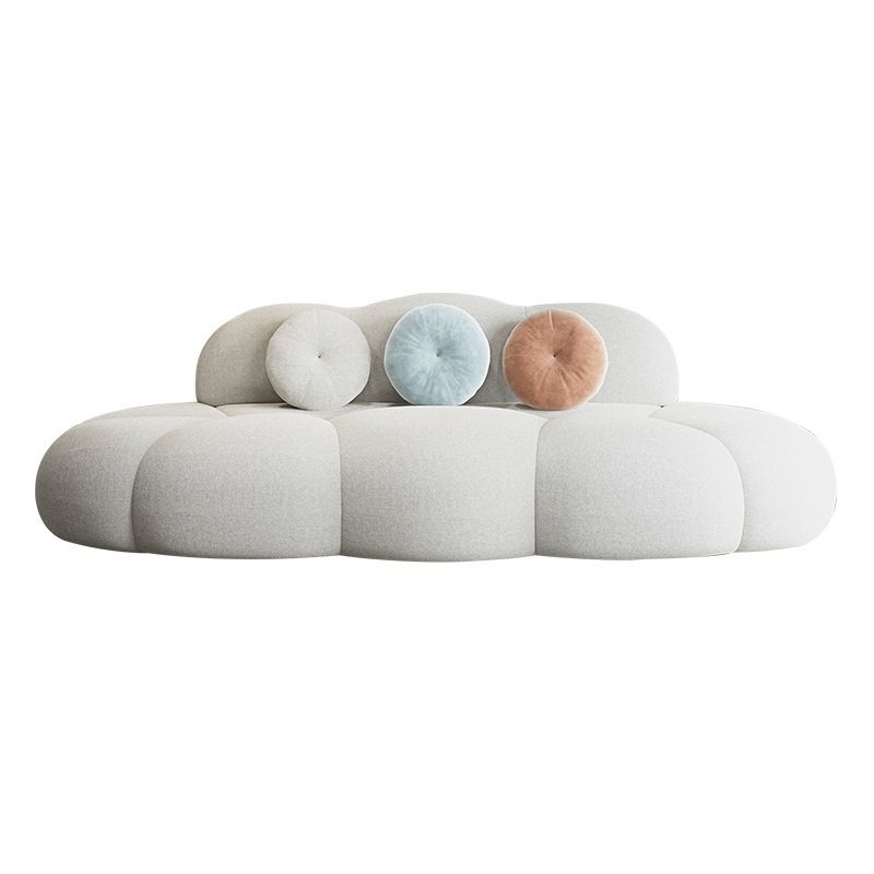 Contemporary Armless Wool Sofa with Tight Back and 3 Pillows