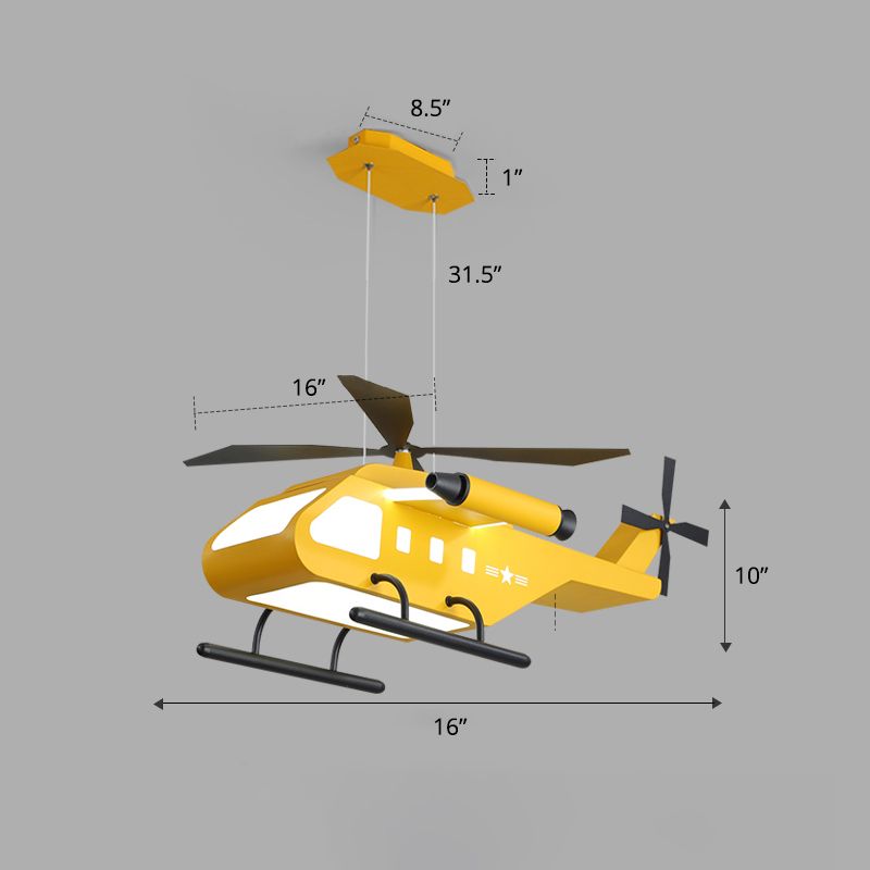Hélicoptère LED Suspension luminaire de style enfant de style métal.