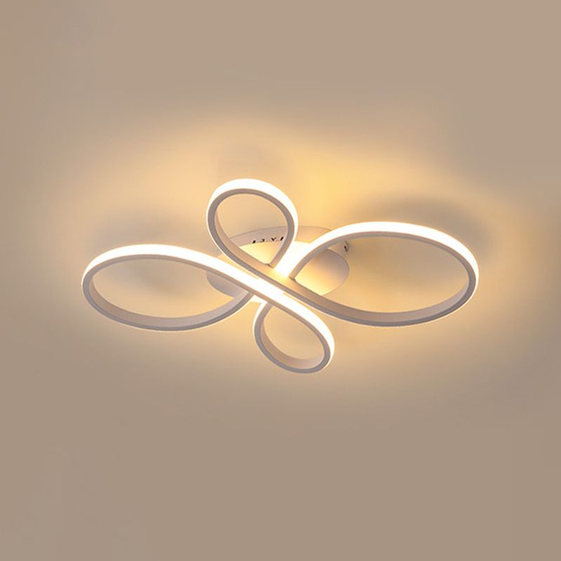 Bedroom LED Ceiling Mounted Light Minimalist White/Coffee Flush Mount with Petals Acrylic Frame, Warm/White/Natural Light