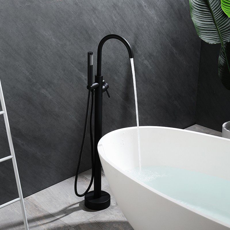 Modern Free Standing Tub Filler Faucet Copper with Handheld Shower Tub Filler
