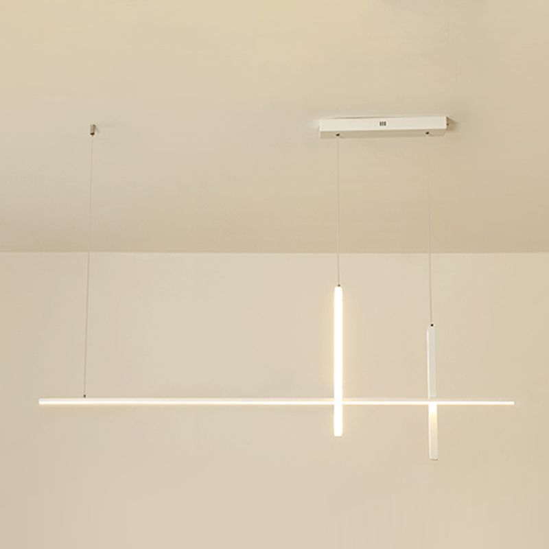 Luci d'isola lineare Luce a soffitto dell'isola metallica contemporanea in finitura bianca