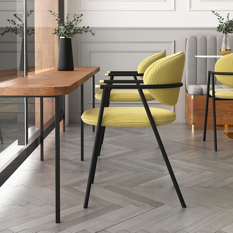 Contemporary Kitchen Dining Arm Chair Black Legs Open Back Dining Chair