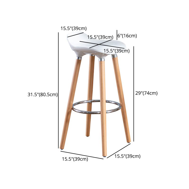 Nordic Style Plastic Seat Barstool 4 Legs Base Minimalism Bar Stool, Set of 2