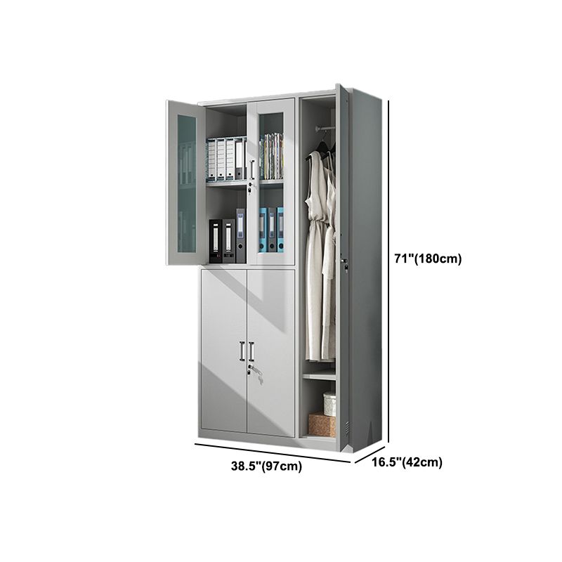 White Steel Storage Cabinet Contemporary Hinged Wardrobe Cabinet