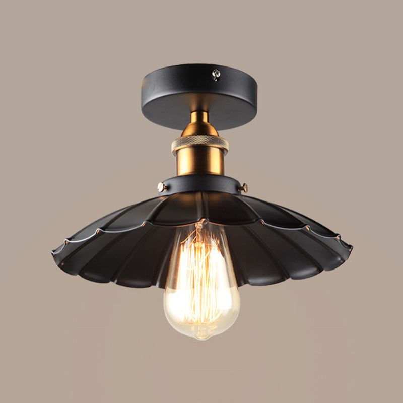 Lumière semi-luxuelle évasée noire Salle de salle à manger en métal industrie