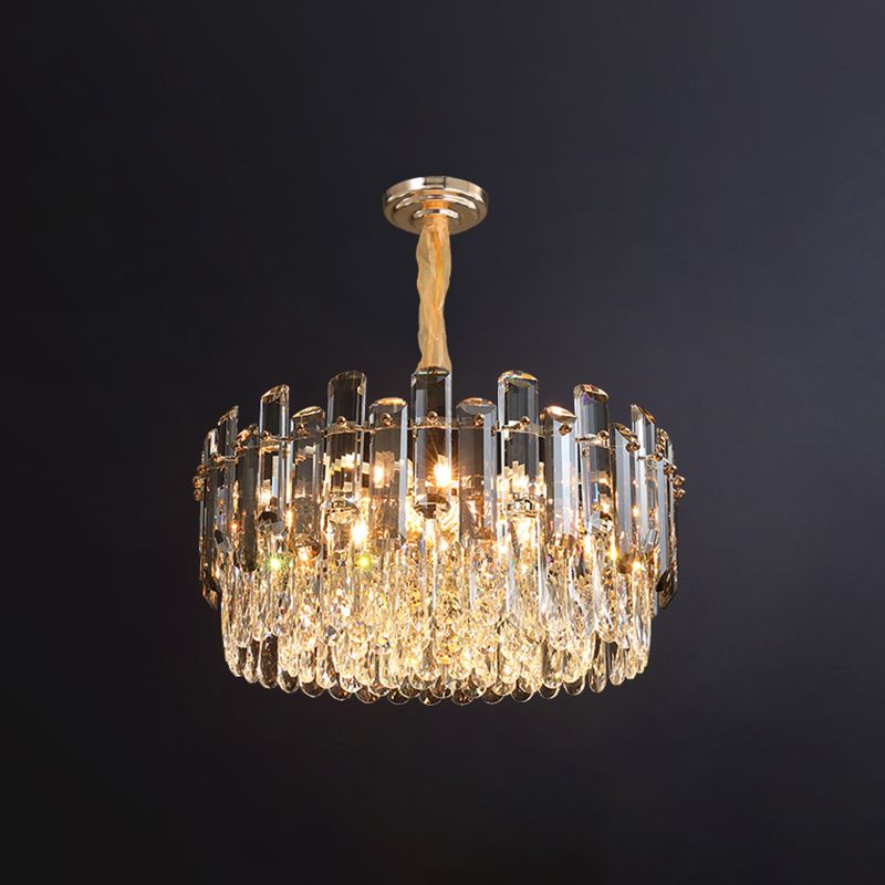 Multi-Tier-Wohnzimmer Kronleuchter Licht K9 Kristalleinfachheit Anhängerleuchte in klar