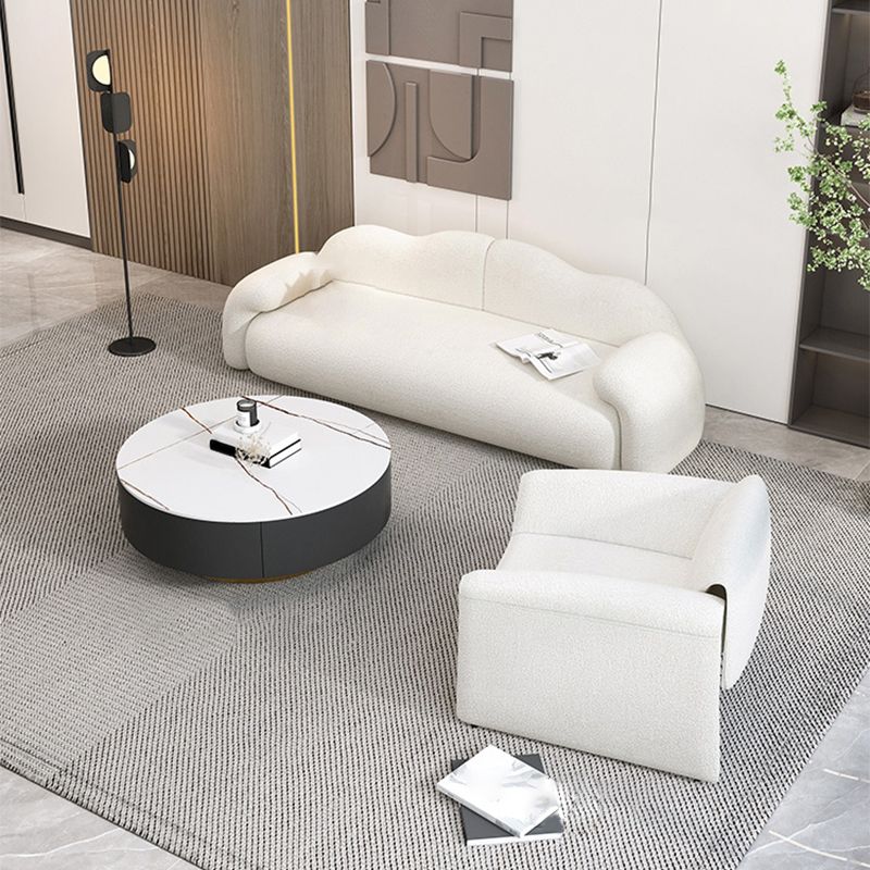 32.38" D Wool Sofa Modernism Pillow Top Arm Seating in White