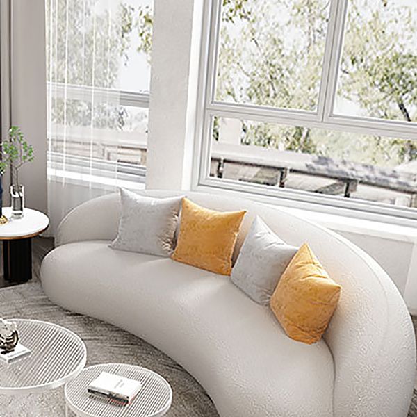 Contemporary Living Room Fabric Tuxedo Arm Cushions White Seating