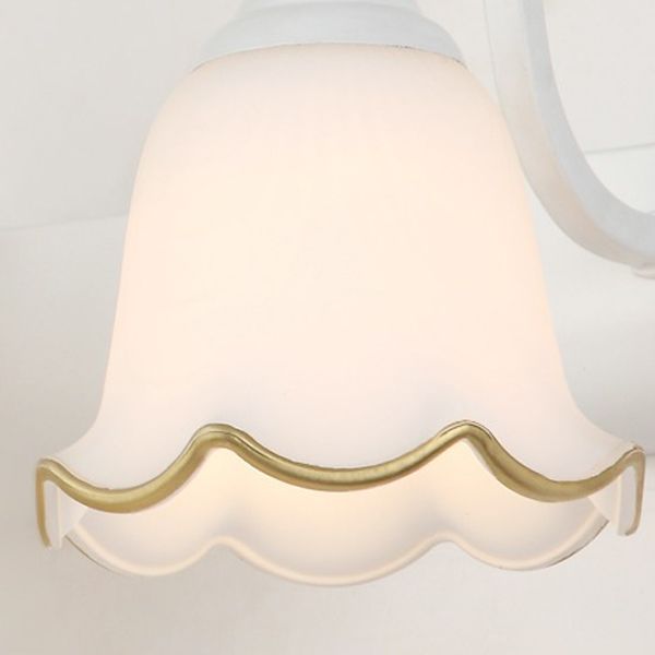 Multi Lights Flower Wall Light Sconces Modern Style White Glass Wall Mounted Vanity Lights